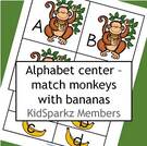 Monkeys and bananas alphabet matching center - upper and lower case. 