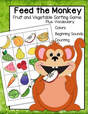 Feed the monkey - categorizing fruits and vegetables.