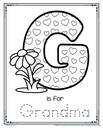 G is for Grandma trace and color printable