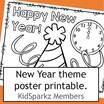 New Year poster coloring printable