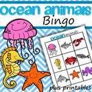 Ocean Animals Bingo plus printables