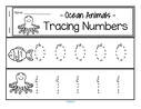 Ocean animals tracing numbers 0-20 for beginning writers.  make a booklet or a center.
