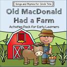 Math and literacy activities for the favorite song Old MacDonald had a Farm.