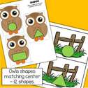 Owls shape matching center - 12 shapes.