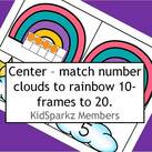Number center - match cloud numbers to rainbow 10-frames to 20.