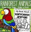 Set of 12 activity pages about Rainforest Animals for early learners.