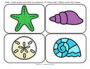 Shells 2-piece puzzle cards. 12 cards.