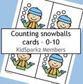 Counting snowballs cards 0-10.