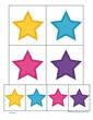 Stars attributes sorting cards - by size and color. 