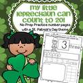St. Patrick's Day number practice printables 1-20.  22 pages.