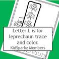 St Patrick's Day L for Leprechaun coloring and tracing activity.