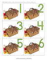 Small flashcards with numbers - picnic baskets.