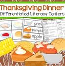 Thanksgiving dinner literacy centers for pre-K and Kindergarten 