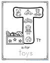 T is for Toys trace and color printable