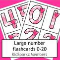 Large number flashcards 0-20.  Use to make Valentine's Day activities and room decor.