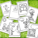 Creative  coloring for a weather theme 8 printables.