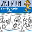 Winter theme color by number, 3 pages.