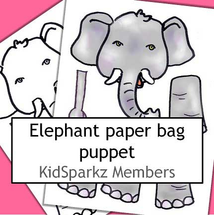 Elephant paper bag puppet