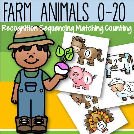 Farm animals counting manipulatives 0-20