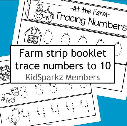 Tracing large numbers 0-20 -farm theme.  