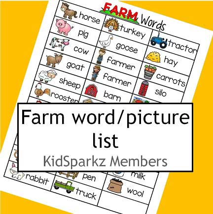 Farms vocabulary list 32 words.