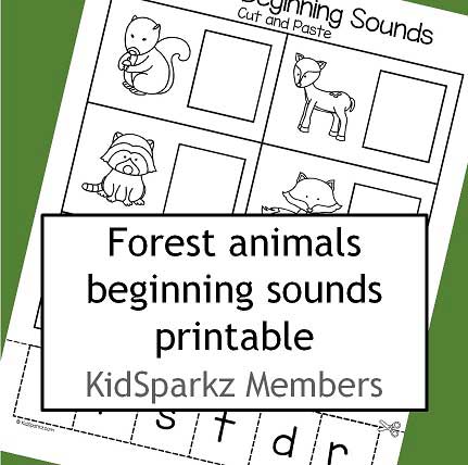 Forest beginning sounds cut and paste printable