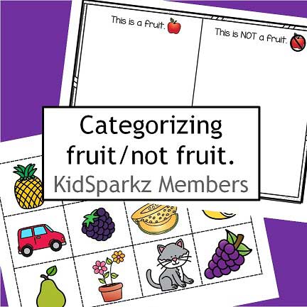 Fruit theme categorizing activity -  fruit or not fruit.