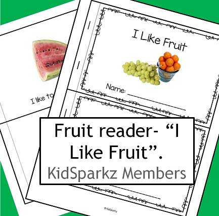 Fruit theme emergent predictable reader using photos.  Child draws favorite fruit on last page. 