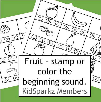 Fruit - color or stamp the beginning sound. 2 pages.