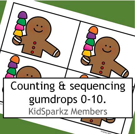 Gingerbread men with gumdrops counting cards