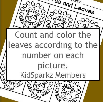 Count and color the leaves according to each number 1-9. 