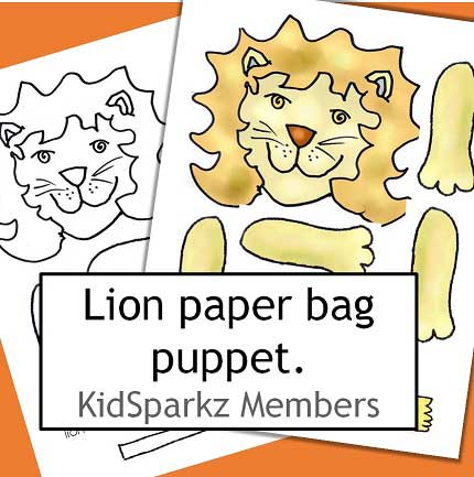 Lion paper bag puppet