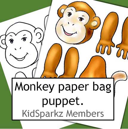 Monkey paper bag puppet