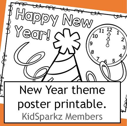 New Year poster coloring printable