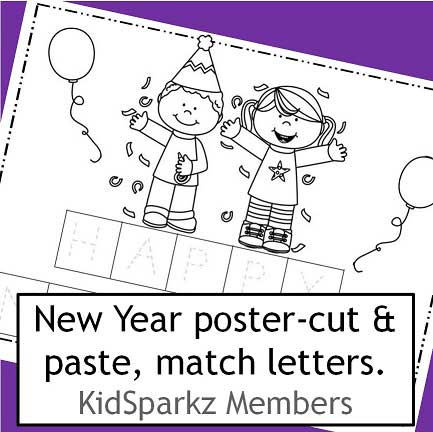 New Year Poster cut and paste preschool