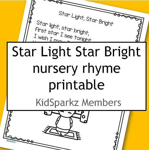 Star Light, Star Bright nursery rhyme printable.