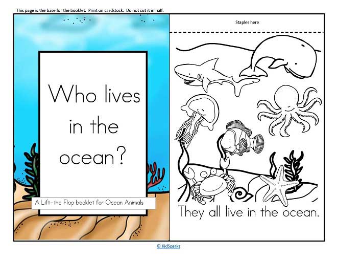 A Lift-the Flap ocean animals  emergent reader, plus puppets and vocabulary. 