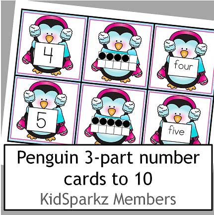 Penguin number cards 0-10