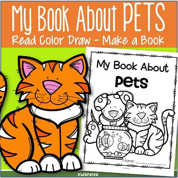 Set of 12 activity pages about pets for early learners.