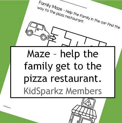Maze - help the family drive to the pizza restaurant.