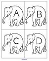 Elephants alphabet flashcards b/w.