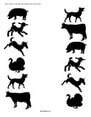 Connect matching farm animal silhouettes.