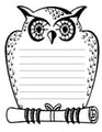 Owl border with lines for writing or dictating a story