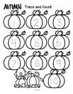 Fall theme tracing and counting printables. Count the sets, recognize and trace the numbers, add extra details and color.