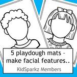Play dough mat 1 - make facial features and hair with play dough.  