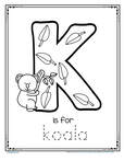 K is for koala alphabet trace and color printable
