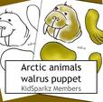 Arctic walrus paper bag puppet activity.