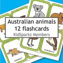 Australian animals 12 labelled flashcards