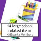 Back to School - 14 large manipulatives for games and vocabulary