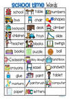 Free page of 32 back to school vocabulary words